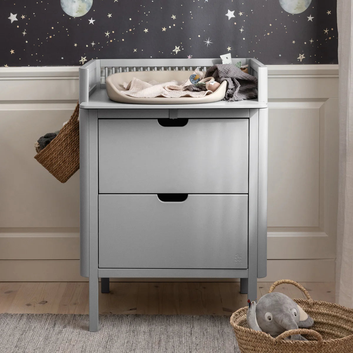 Sebra, Changing Unit with Drawers, Stone Grey at Bygge Bo Baby