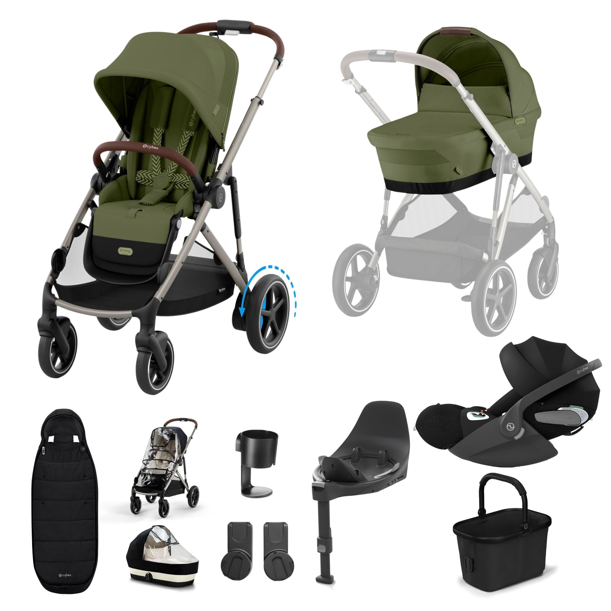 Cybex, e-Gazelle S 11 Piece Cloud T i-Size Bundle, Moss