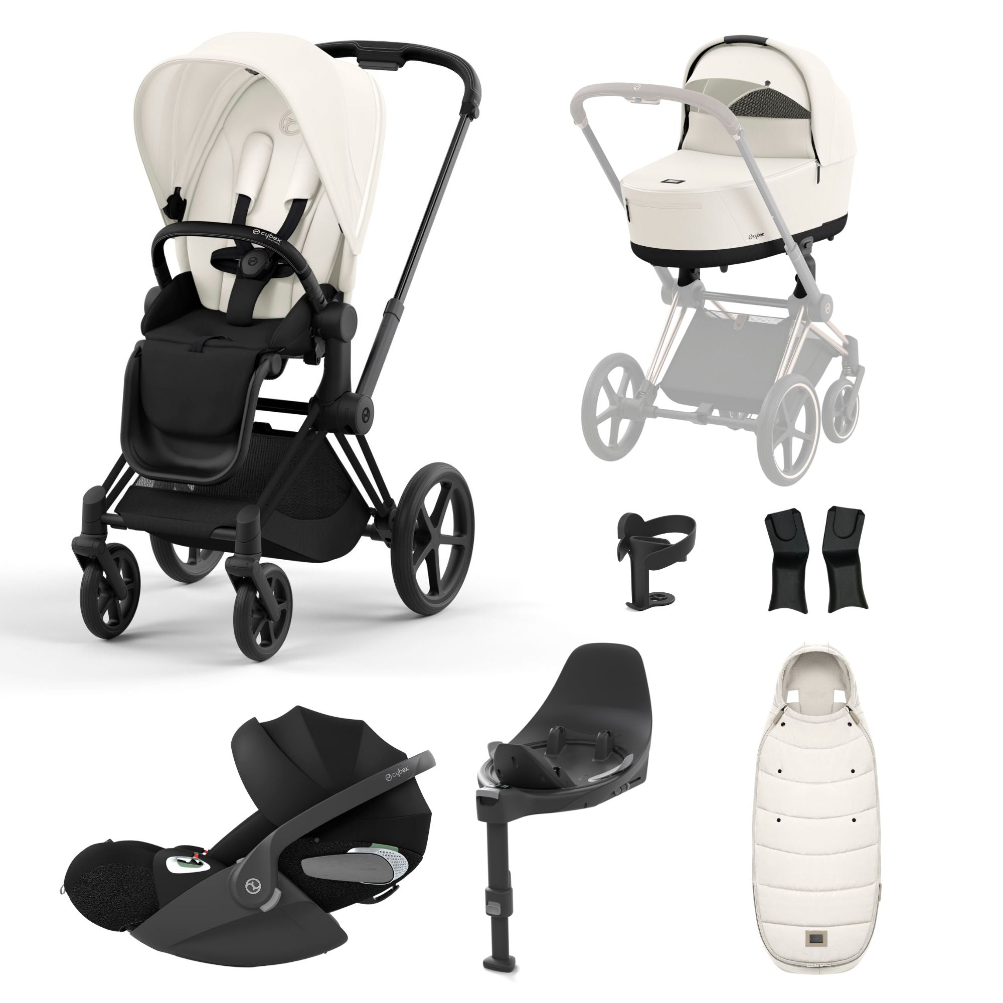 Cybex Priam 2023 LUX Travel Bundle w Cloud T Matt Black at Bygge Bo