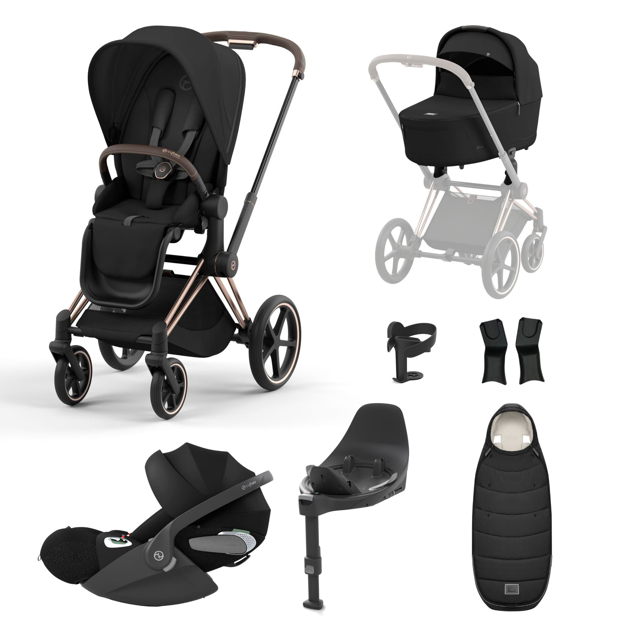 Cybex Priam 2023 LUX Travel Bundle w Cloud T Rose Gold at Bygge Bo